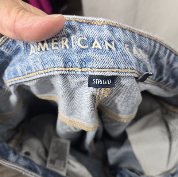 American Eagle Low Rise Baggy Wide Leg Jeans Distressed Sz 2 - Picture 6 of 13